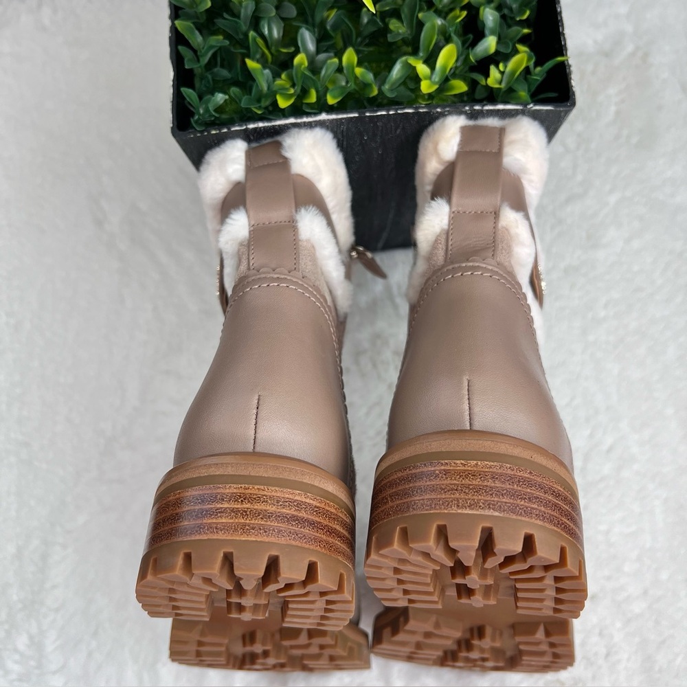 Kate Spade Bailee Winter Boots Rustic Brown Suede Faux Fur Lug Sole Size 8.5 - Picture 9 of 13